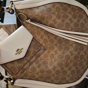 Coach Khaki/Chalk Signature Hobo Shoulder Bag